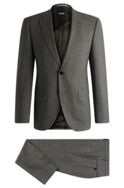 Hugo Boss Regular-fit Suit In Micro-patterned Stretch Fabric In Light Green