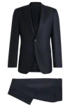 Hugo Boss Boss Notched Lapel Padded Shoulder Jacket With Eyelet Design In Dark Blue