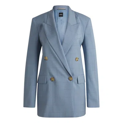 Hugo Boss Regular-fit Suit Jacket In Checked Wool In Multi