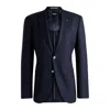 Hugo Boss Regular-fit Suit Jacket In Micro-patterned Virgin Wool In Blue