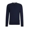 Hugo Boss Regular-fit Sweater In 100% Cashmere With Ribbed Cuffs In Blue