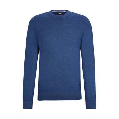 Hugo Boss Regular-fit Sweater In 100% Cashmere With Ribbed Cuffs In Blue