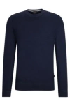 Hugo Boss Regular-fit Sweater In 100% Cashmere With Ribbed Cuffs In Dark Blue