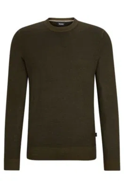 Hugo Boss Regular-fit Sweater In 100% Cashmere With Ribbed Cuffs In Dark Green