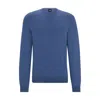 Hugo Boss Regular-fit Sweater In 100% Cotton With Ribbed Cuffs In Blue