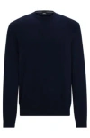 Hugo Boss Regular-fit Sweater In 100% Cotton With Ribbed Cuffs In Dark Blue