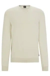 Hugo Boss Regular-fit Sweater In 100% Cotton With Ribbed Cuffs In White