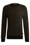 Hugo Boss Regular-fit Sweater In A Two-tone Cotton Blend In Black
