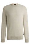 Hugo Boss Regular-fit Sweater In A Two-tone Cotton Blend In Beige