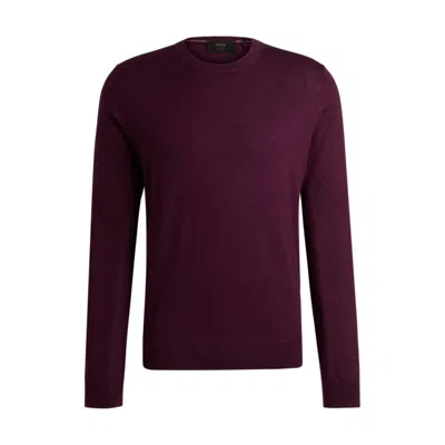 Hugo Boss Regular-fit Sweater In Cotton And Cashmere In Burgundy