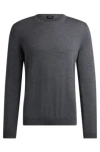 Hugo Boss Regular-fit Sweater In Extra-fine Merino In Gray