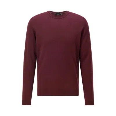 Hugo Boss Regular-fit Sweater In Extra-fine Merino In Red