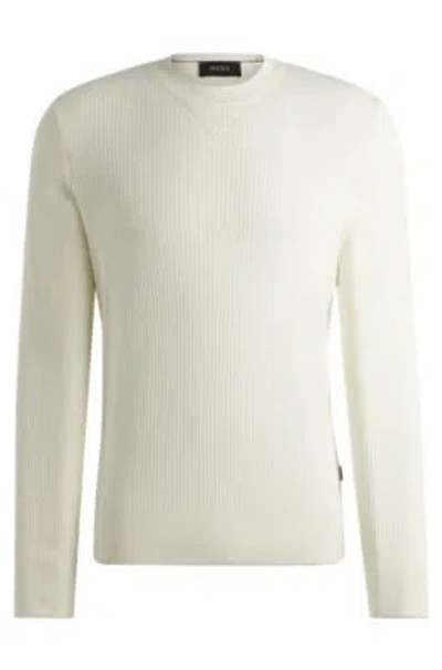 Hugo Boss Regular-fit Sweater In Silk And Cotton In White
