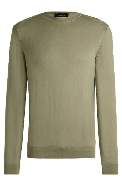 Hugo Boss Regular-fit Sweater In Wool, Silk And Cashmere In Brown
