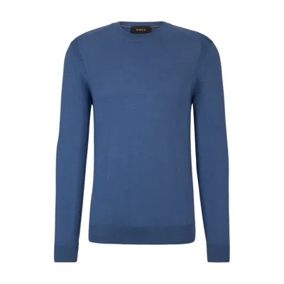 Hugo Boss Regular-fit Sweater In Wool, Silk And Cashmere In Light Blue