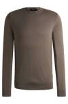 Hugo Boss Regular-fit Sweater In Wool, Silk And Cashmere In Brown