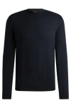 Hugo Boss Regular-fit Sweater In Wool, Silk And Cashmere In Blue