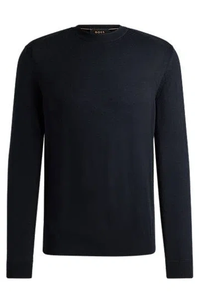 Hugo Boss Regular-fit Sweater In Wool, Silk And Cashmere In Blue