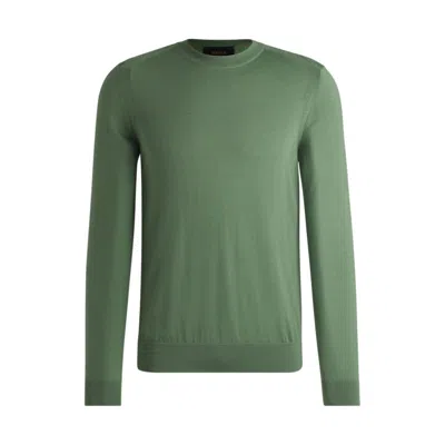 Hugo Boss Regular-fit Sweater In Wool, Silk And Cashmere In Green