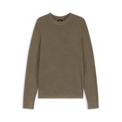 HUGO BOSS REGULAR-FIT SWEATER WITH CORDUROY RIB