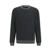 Hugo Boss Regular-fit Sweater With Herringbone Structure And Ribbed Cuffs In Black