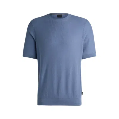 HUGO BOSS REGULAR-FIT SWEATER WITH SHORT SLEEVES AND LOGO FLAG