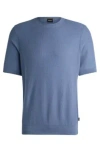 Hugo Boss Regular-fit Sweater With Short Sleeves And Logo Flag In Light Blue