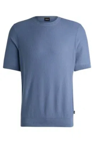 HUGO BOSS REGULAR-FIT SWEATER WITH SHORT SLEEVES AND LOGO FLAG