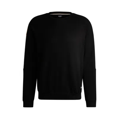 Hugo Boss Regular-fit Sweatshirt In Cotton Terry With Contrast Panels In Black