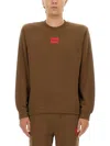 Hugo Boss Hugo Regular Fit Sweatshirt With Logo Label In Brown