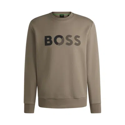 Hugo Boss Regular-fit Sweatshirt With Logo Print In Green