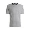 Hugo Boss Pure-linen Regular-fit T-shirt With Horizontal Stripe In Blue