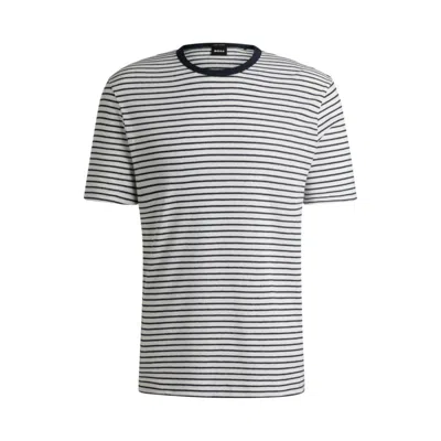 HUGO BOSS REGULAR-FIT T-SHIRT IN COTTON AND LINEN