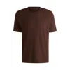 Hugo Boss Regular-fit T-shirt In Cotton And Linen In Brown