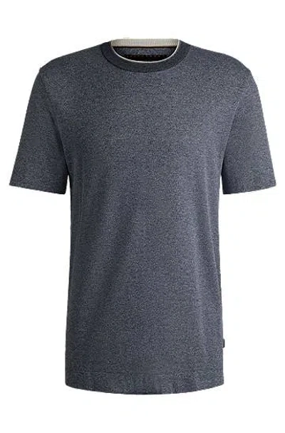 Hugo Boss Regular-fit T-shirt In Cotton And Silk In Blue