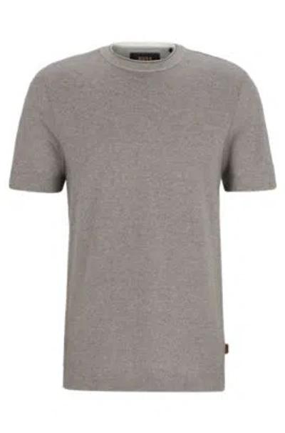 Hugo Boss Regular-fit T-shirt In Cotton And Silk In Light Green