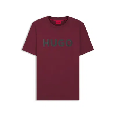 Hugo Boss Regular-fit T-shirt In Cotton Jersey With Logo Artwork In Pink