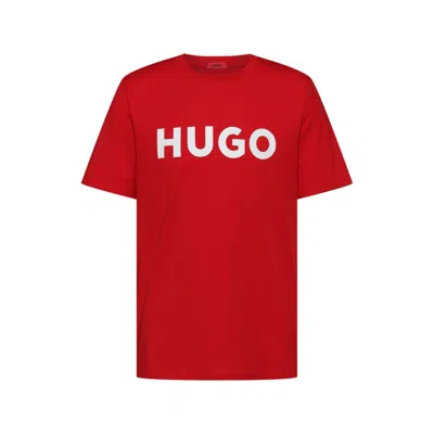 Hugo Boss Regular-fit T-shirt In Cotton Jersey With Logo Artwork In Red