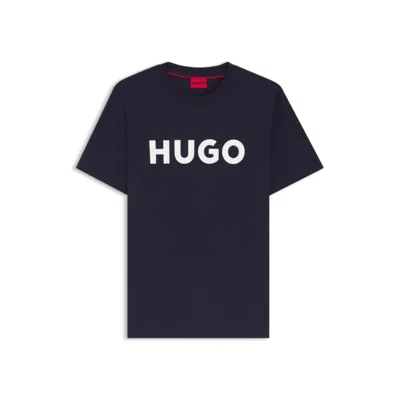 Hugo Boss Regular-fit T-shirt In Cotton Jersey With Logo Print In Black