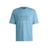 Hugo Boss Regular-fit T-shirt In Cotton With Graphic Logos In Blue