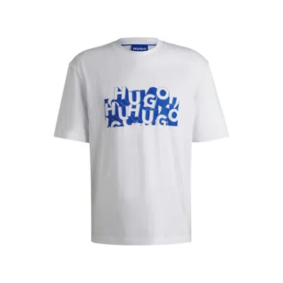 Hugo Boss Regular-fit T-shirt In Cotton With Logo Graphic In White