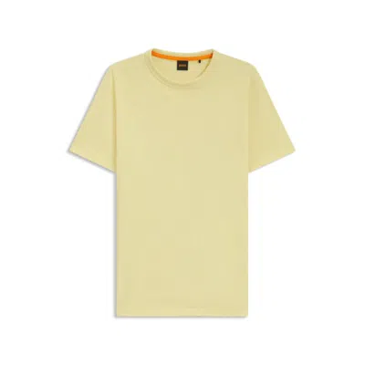 Hugo Boss Regular-fit T-shirt In Cotton With Mouline Logo In Yellow