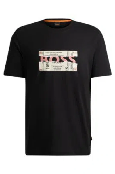 Hugo Boss Regular-fit T-shirt In Cotton With Seasonal Artwork In Black
