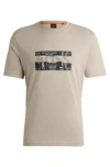 Hugo Boss Regular-fit T-shirt In Cotton With Seasonal Artwork In Light Beige