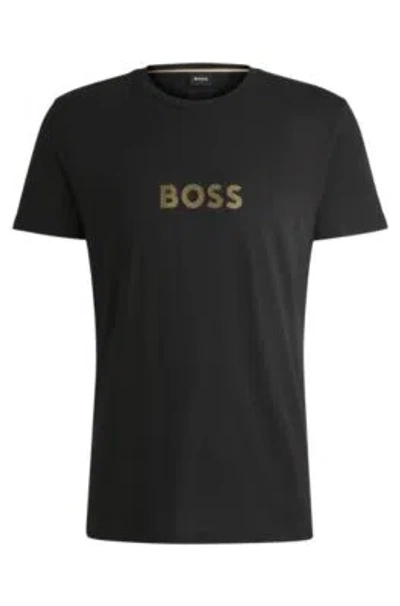 Hugo Boss Regular-fit T-shirt In Cotton With Uv Protection In Black
