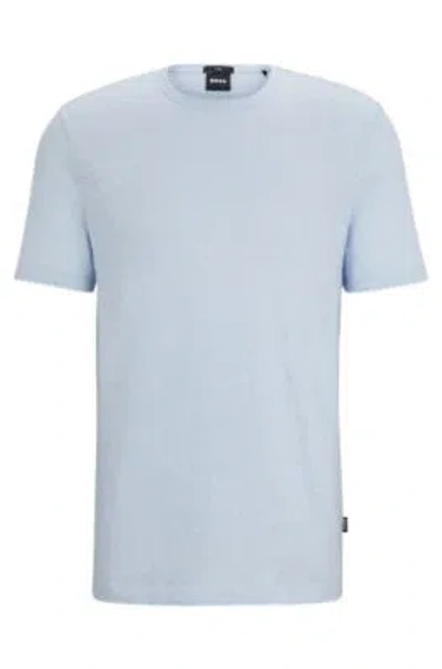 Hugo Boss Regular-fit T-shirt In Linen In Light Blue