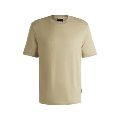 Hugo Boss Regular-fit T-shirt In Seersucker Fabric In Beige