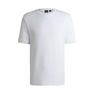 Hugo Boss Regular-fit T-shirt In Seersucker Fabric In White