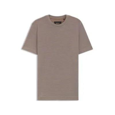 Hugo Boss Regular-fit T-shirt In Silk And Wool In Gray