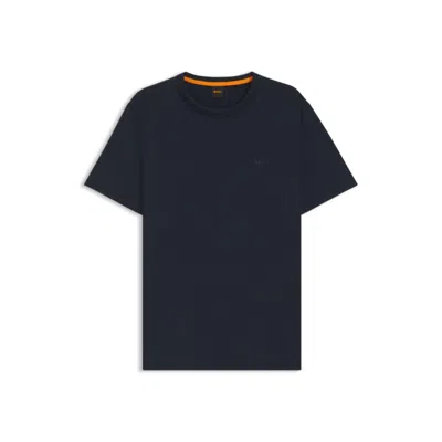 Hugo Boss Regular-fit T-shirt In Slub Cotton With Logo Detail In Blue